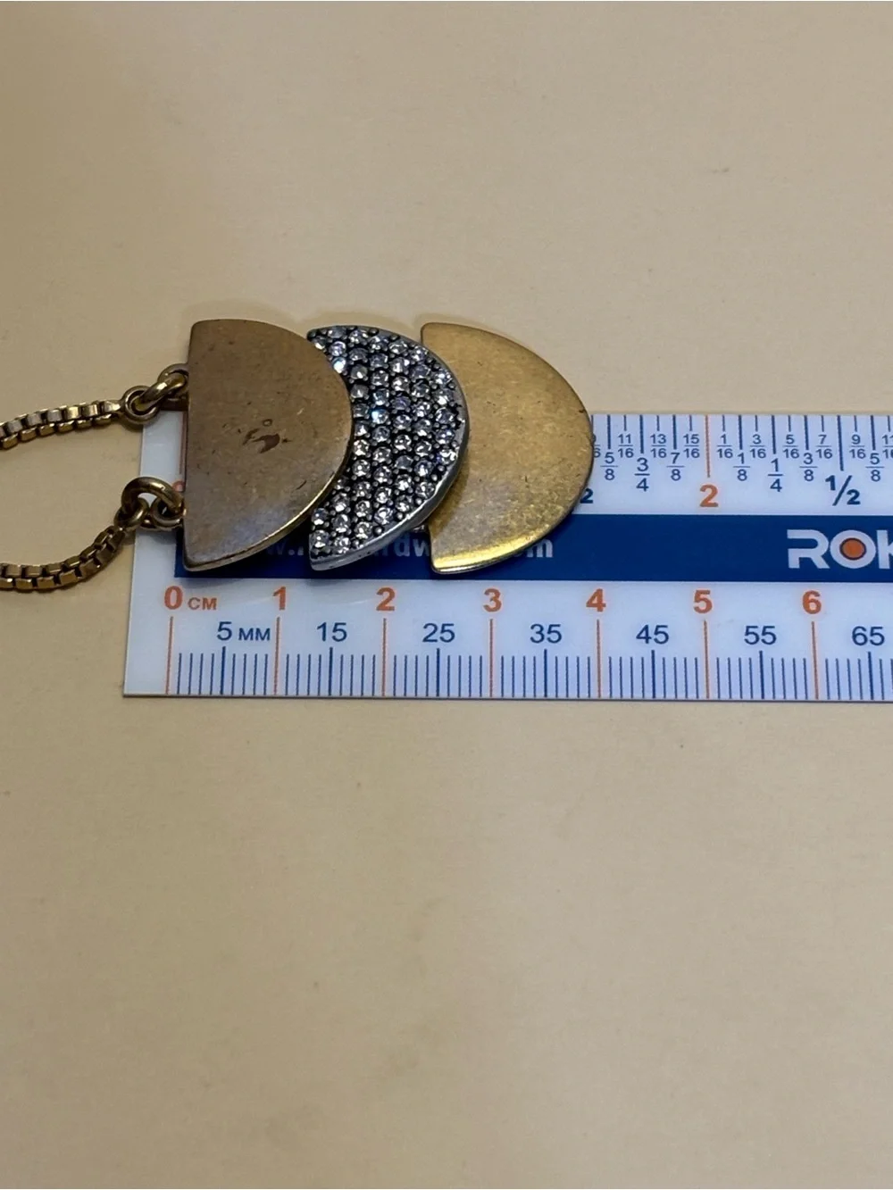 J.Crew Mixed Metal Layered Crescent Pendant Necklace 26”+3”